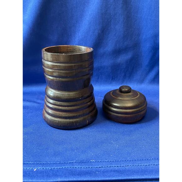 Vintage Hand Carved Wooden Spice Tobacco Trinket Jar - Picture 7 of 9